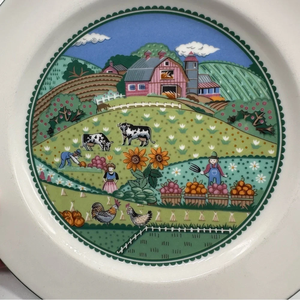 Noritake 2 Vintage Impromptu Country Fences Pattern 7920 Ceramic Salad Plates
